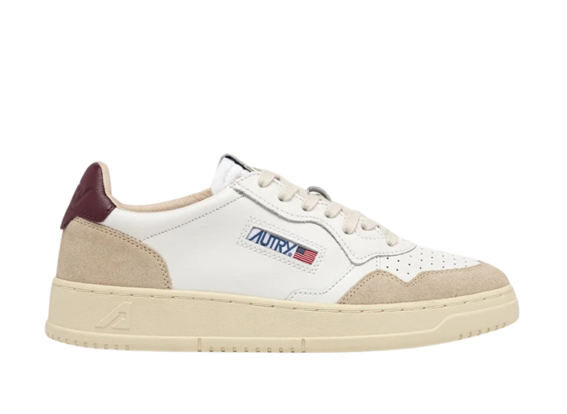 Autry Medalist Low Suede White Burgundy
